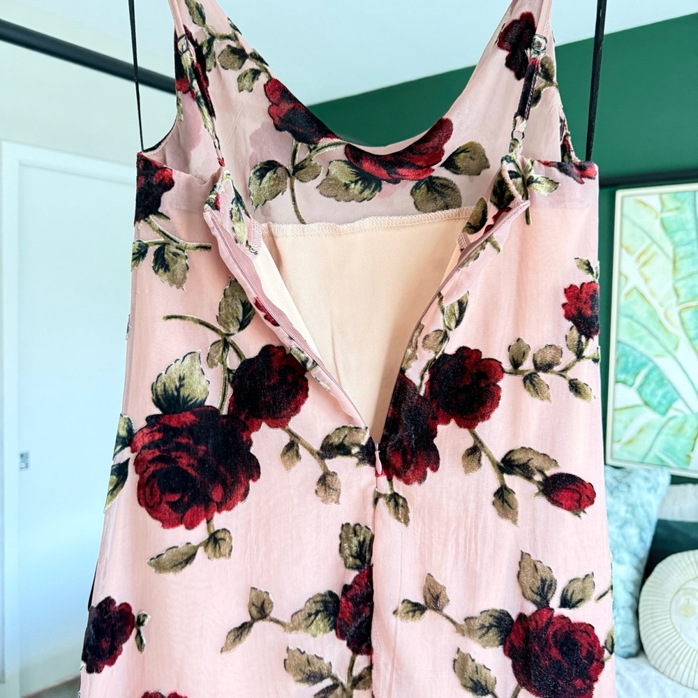 Mauve and Red Floral Burnout Mini Slip Dress | Small - Picture 9 of 13